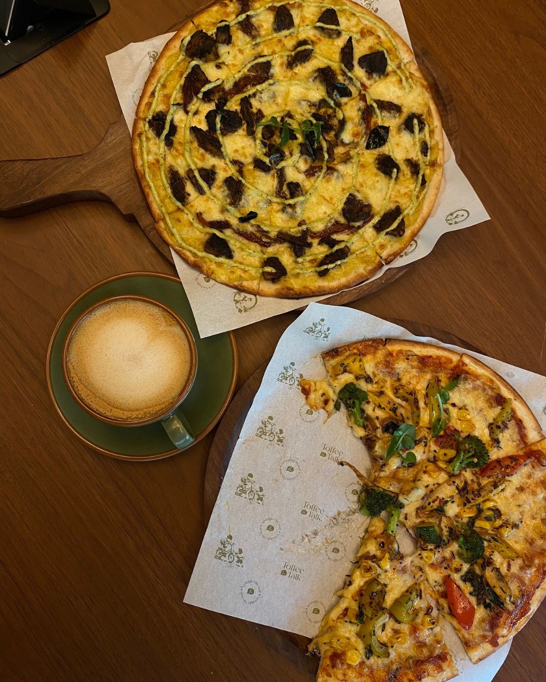Dessert and coffee at the cafe